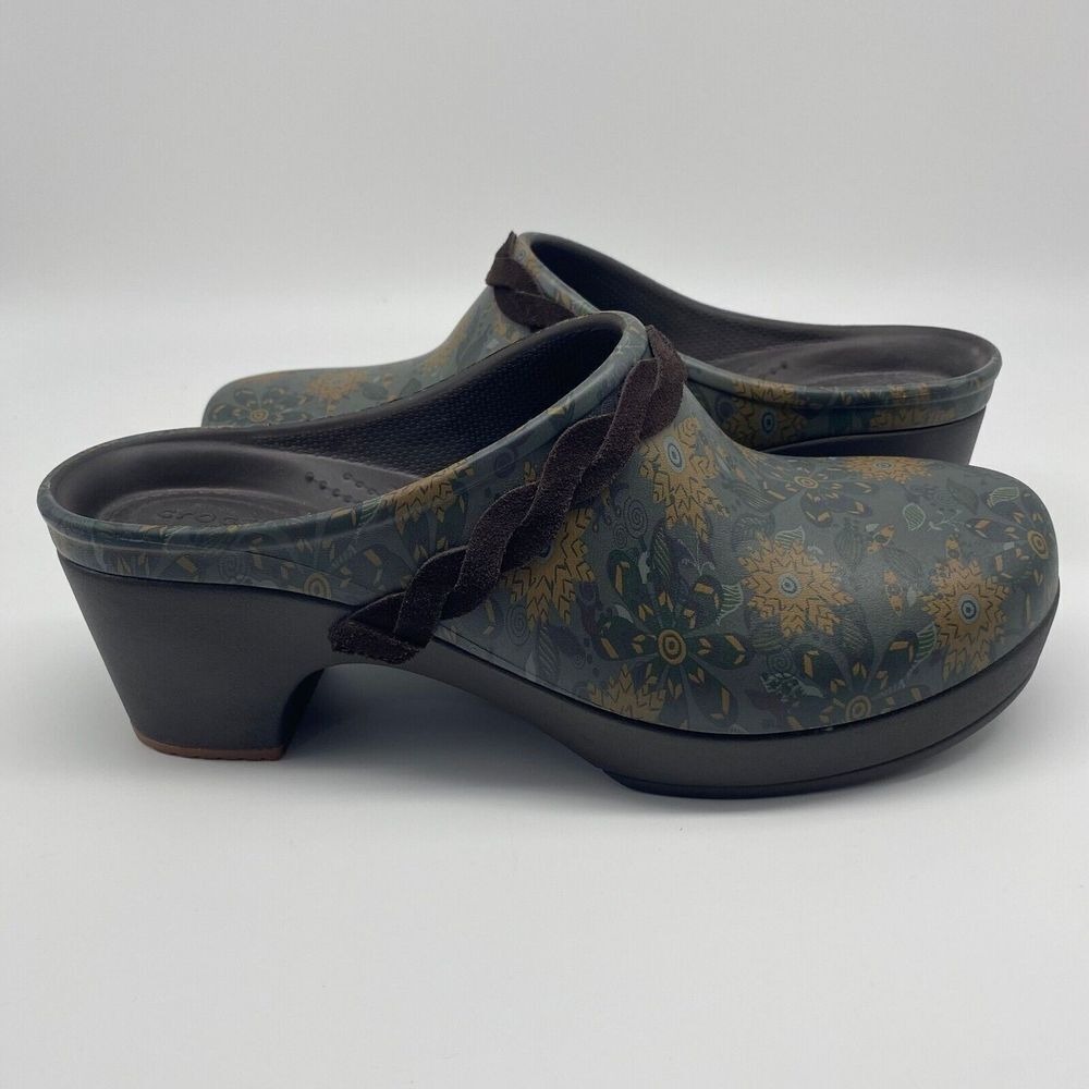 CROCS Sarah Graphic Floral Green / Brown Womens US‎ 9 Dual Comfort Clog EUC - Picture 5 of 9